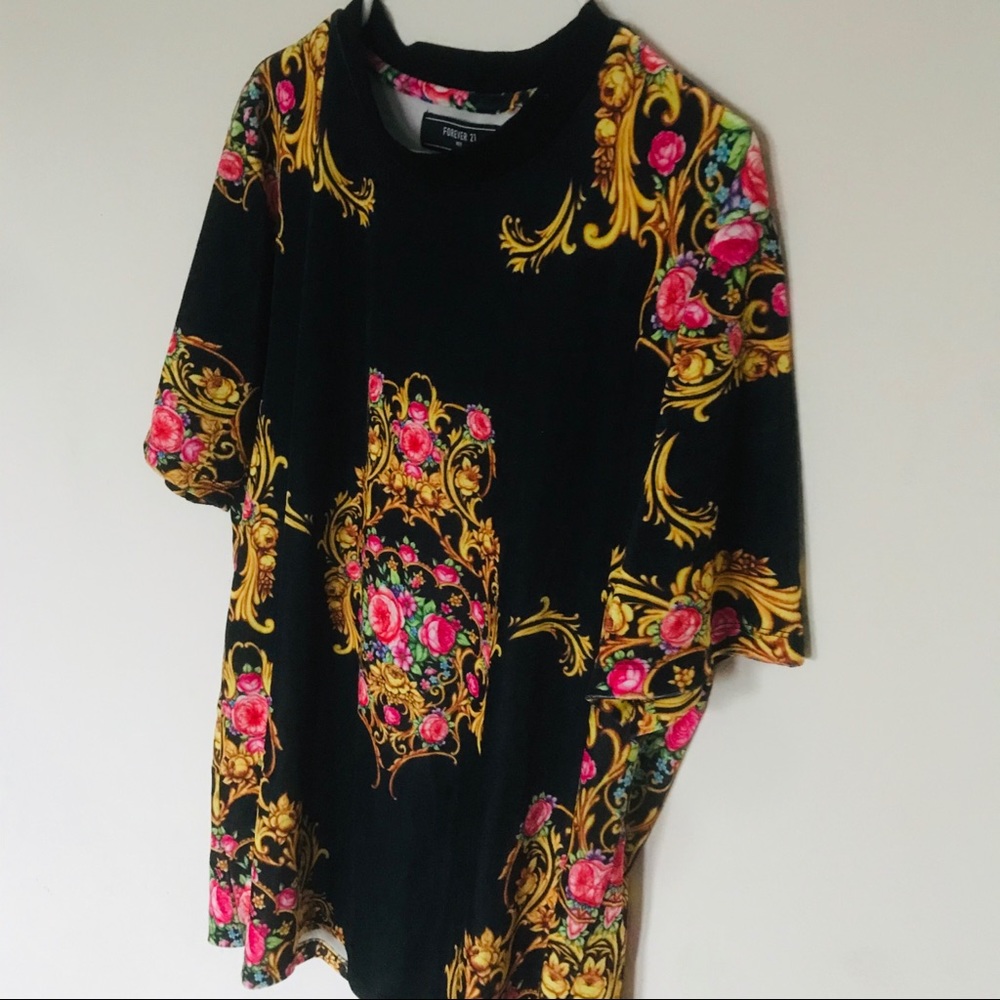 Forever 21 Velour Versace Style Shirt Size XL
